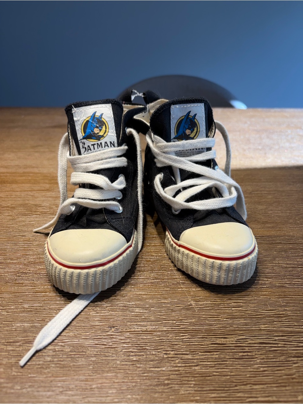 Batman Black High-Top Kids Sneakers with White Laces and Cream Toe